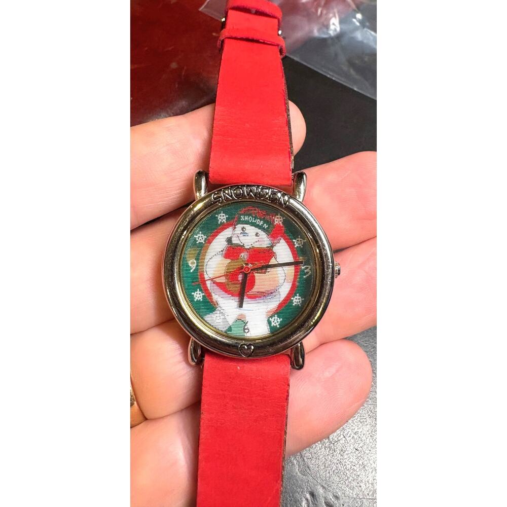 Unisex 35mm Silver Tone Snowden Watch with Red Leather Band